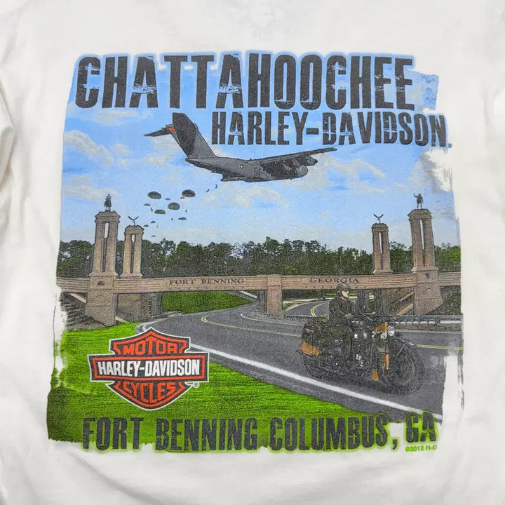 [BUNJANG] Harley Davidson Motorcycle Graphic Vintage Long Sleeve T-shirt / 할리데이비슨 모터싸이클 그래픽 빈티지 롱슬리브 긴팔 티셔츠 화이트