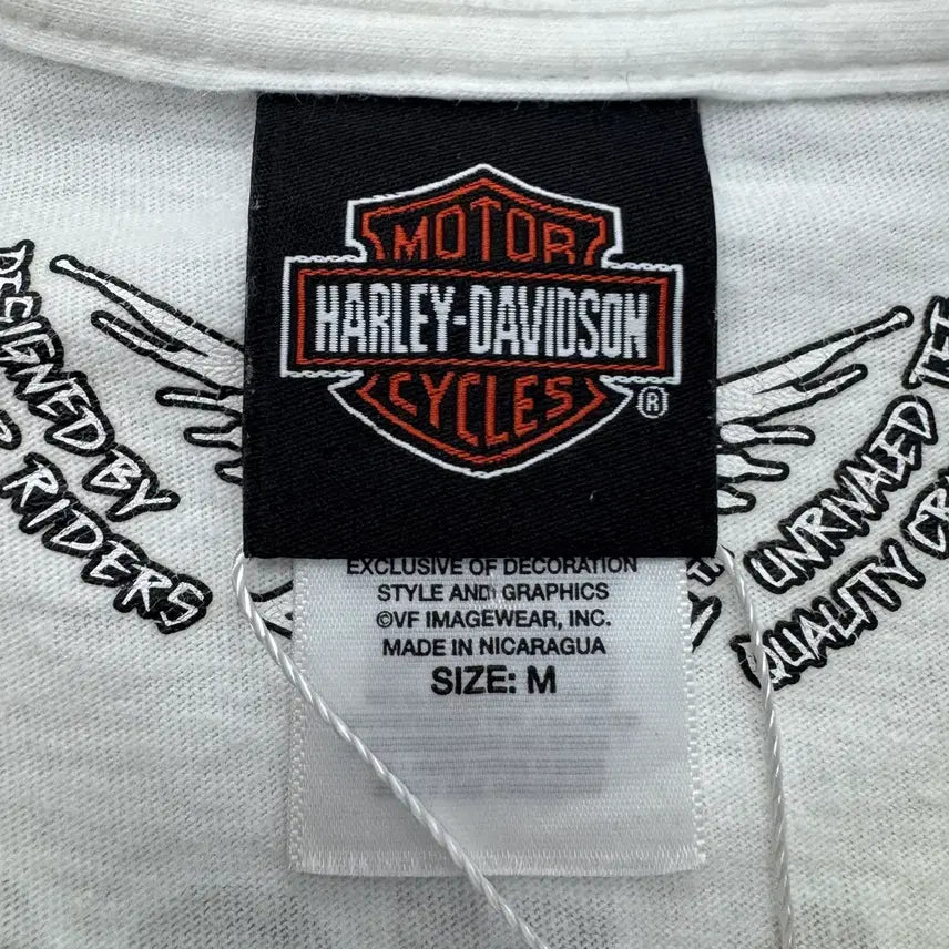 [BUNJANG] Harley Davidson Motorcycle Graphic Vintage Long Sleeve T-shirt / 할리데이비슨 모터싸이클 그래픽 빈티지 롱슬리브 긴팔 티셔츠 화이트