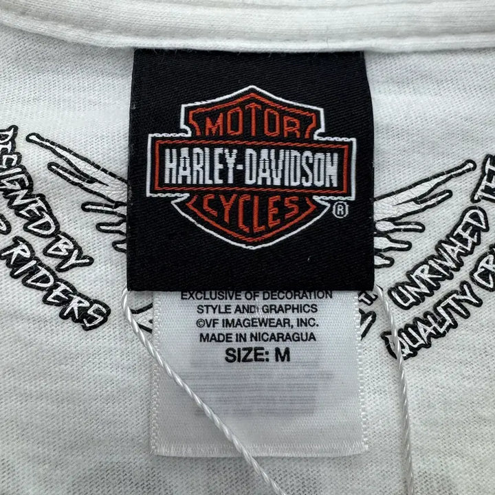[BUNJANG] Harley Davidson Motorcycle Graphic Vintage Long Sleeve T-shirt / 할리데이비슨 모터싸이클 그래픽 빈티지 롱슬리브 긴팔 티셔츠 화이트