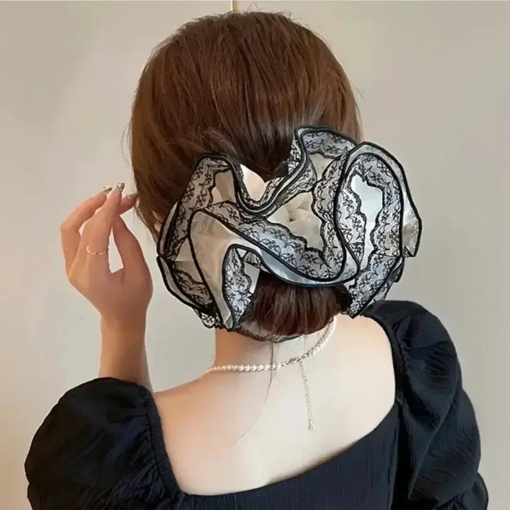 [BUNJANG] Lace Hair Scrunchie Set / 레이스 블랙/화이트세트 헤어곱창(새상품)