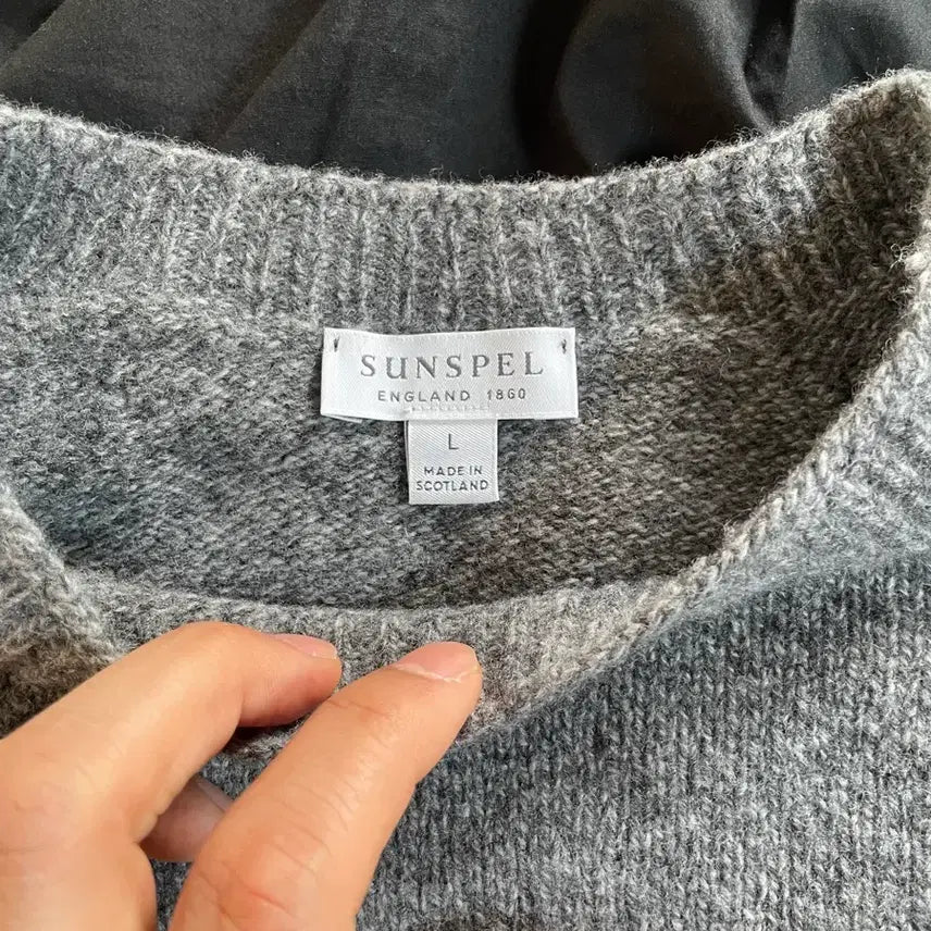 [BUNJANG] Sunspel Lambswool Jumper Gray, L / 선스펠 램스 울 스웨터 그레이, L