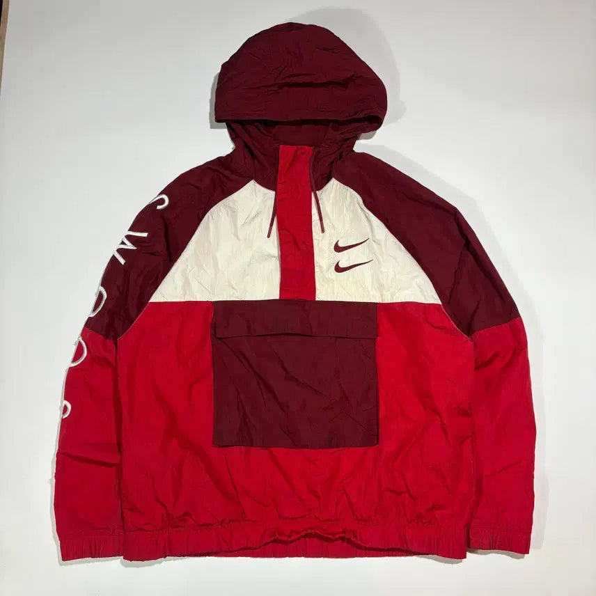 [BUNJANG] Nike Red Color Block Anorak Windbreaker / 나이키 레드 배색 아노락 바람막이