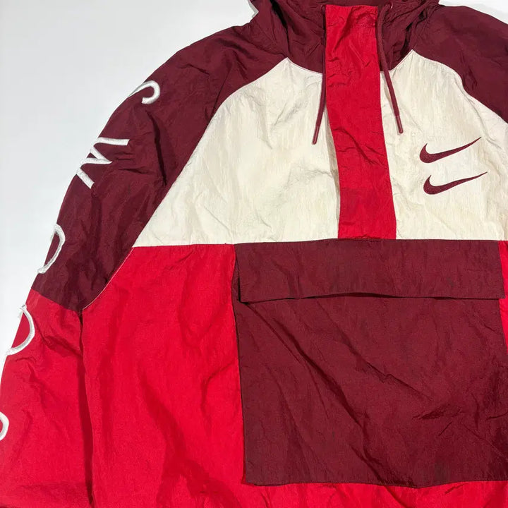 [BUNJANG] Nike Red Color Block Anorak Windbreaker / 나이키 레드 배색 아노락 바람막이