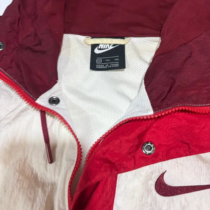 [BUNJANG] Nike Red Color Block Anorak Windbreaker / 나이키 레드 배색 아노락 바람막이