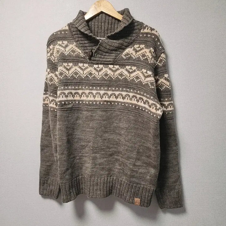 [BUNJANG] Nordic Pattern Shawl Collar Knit Sweater / [XL] 노르딕 패턴 숄카라 니트