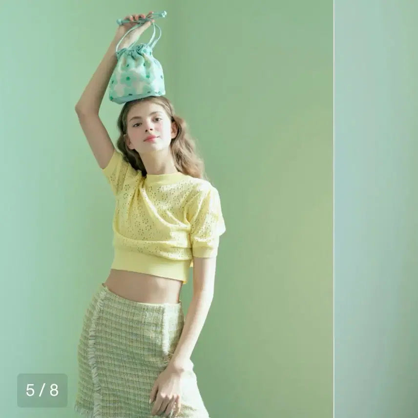 [BUNJANG] Margarine Fingers Punching Knit - Yellow / 마가린 핑거스 Punching Knit - Yellow