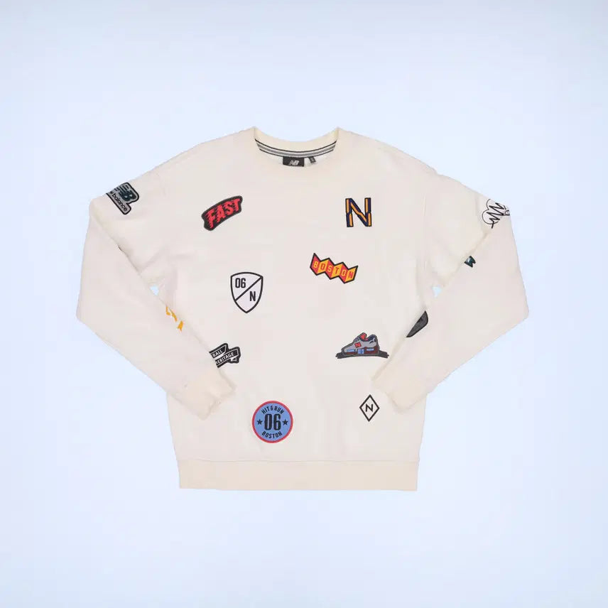 [BUNJANG] New Balance All Over Patch Sweatshirt / 95 뉴발란스 올오버 와펜 맨투맨 0311G