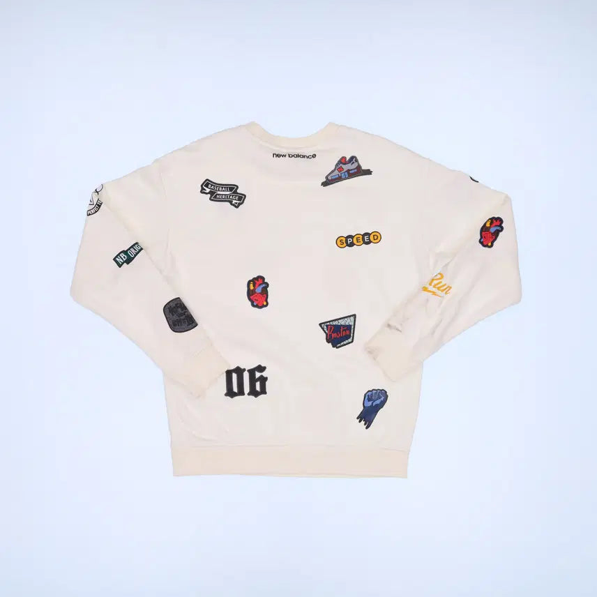 [BUNJANG] New Balance All Over Patch Sweatshirt / 95 뉴발란스 올오버 와펜 맨투맨 0311G