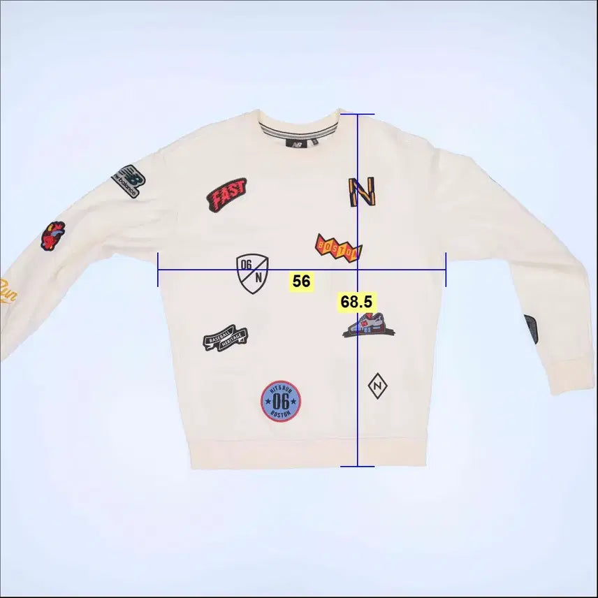 [BUNJANG] New Balance All Over Patch Sweatshirt / 95 뉴발란스 올오버 와펜 맨투맨 0311G