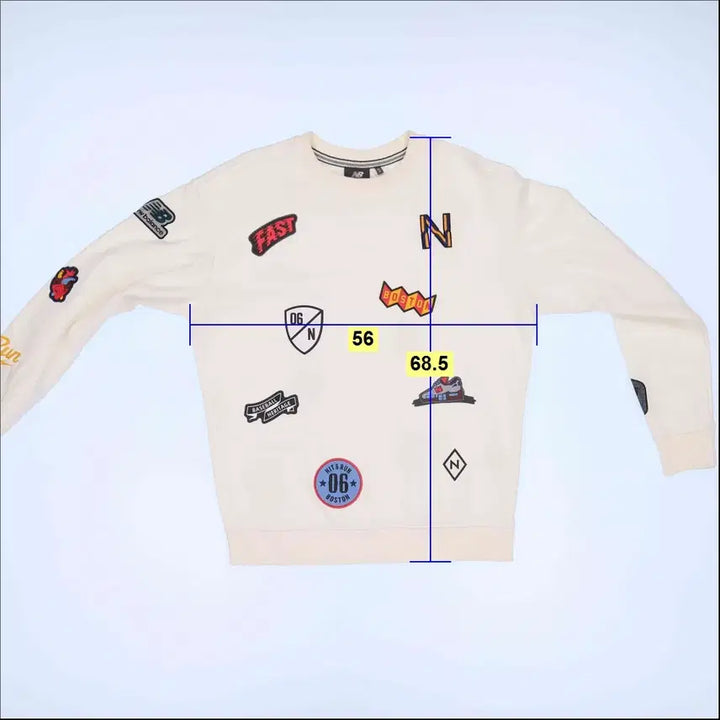 [BUNJANG] New Balance All Over Patch Sweatshirt / 95 뉴발란스 올오버 와펜 맨투맨 0311G