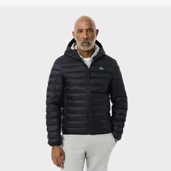 [BUNJANG] Lacoste Black Lightweight Hooded Padded Jacket / 라코스테 블랙 경량 후드 패딩 54사이즈