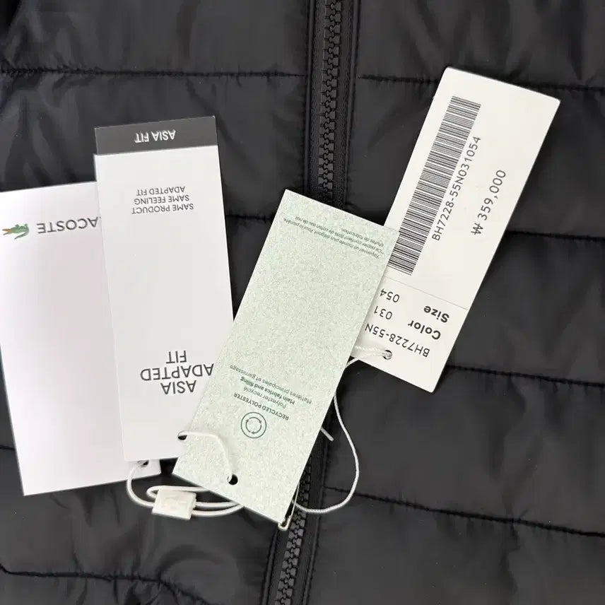 [BUNJANG] Lacoste Black Lightweight Hooded Padded Jacket / 라코스테 블랙 경량 후드 패딩 54사이즈