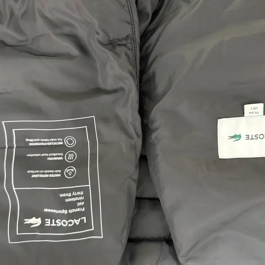 [BUNJANG] Lacoste Black Lightweight Hooded Padded Jacket / 라코스테 블랙 경량 후드 패딩 54사이즈