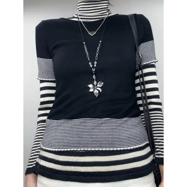 [BUNJANG] Nord Amoi Black Frill Short Sleeve Knit Top / 일본빈티지 블랙 프릴 반팔 니트