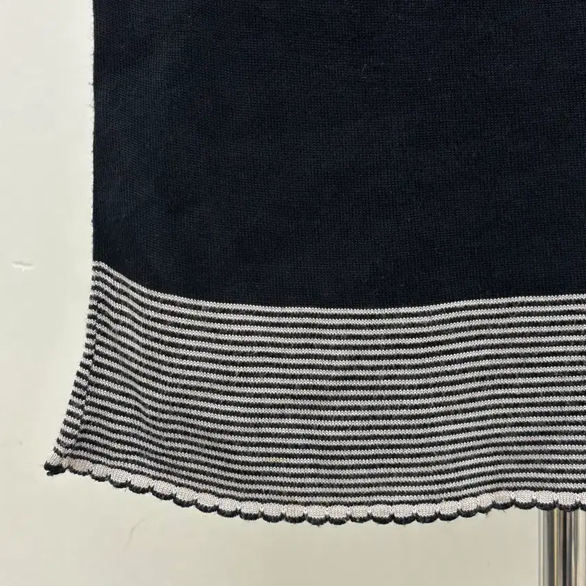 [BUNJANG] Nord Amoi Black Frill Short Sleeve Knit Top / 일본빈티지 블랙 프릴 반팔 니트