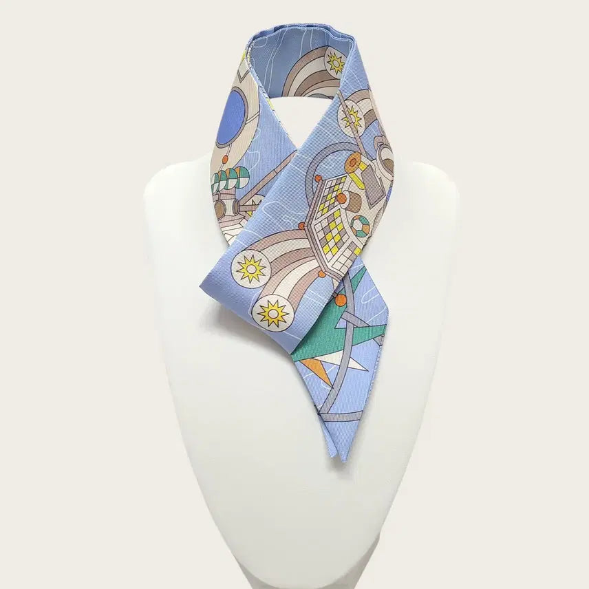 [BUNJANG] Hermès Odyssey Twilly Scarf / 에르메스 베이지 블루 오디세이 트윌리 스카프
