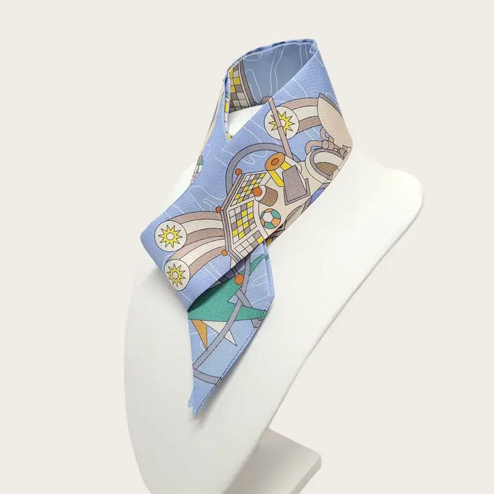 [BUNJANG] Hermès Odyssey Twilly Scarf / 에르메스 베이지 블루 오디세이 트윌리 스카프