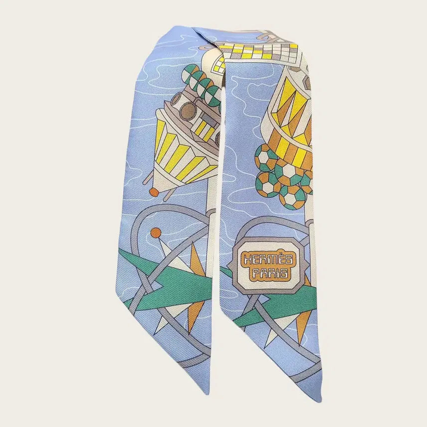 [BUNJANG] Hermès Odyssey Twilly Scarf / 에르메스 베이지 블루 오디세이 트윌리 스카프