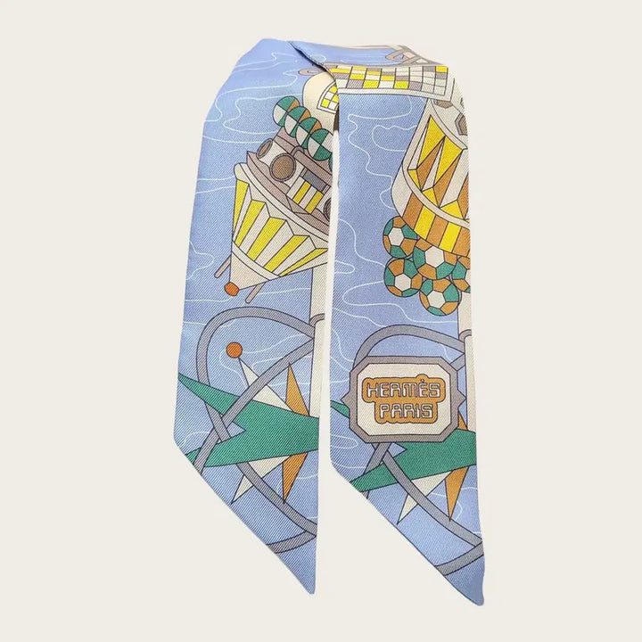 [BUNJANG] Hermès Odyssey Twilly Scarf / 에르메스 베이지 블루 오디세이 트윌리 스카프