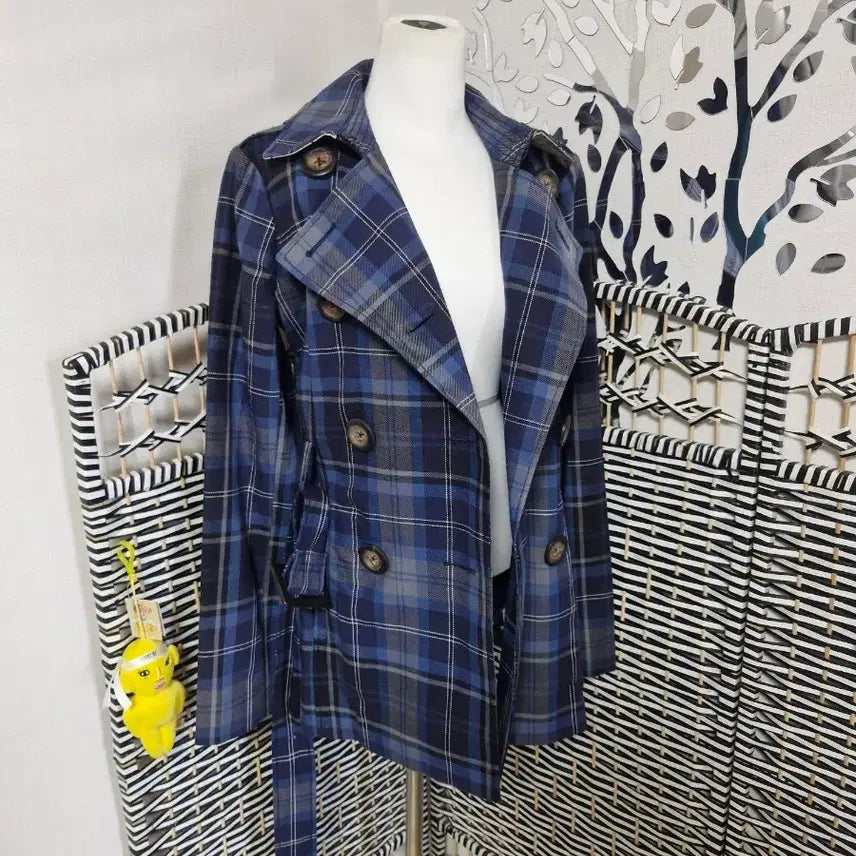 [BUNJANG] Tommy Hilfiger Check Double Breasted Trench Coat / 타미힐피거 체크 더블 블레스트 트렌치