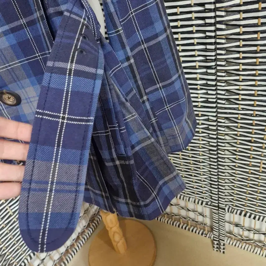 [BUNJANG] Tommy Hilfiger Check Double Breasted Trench Coat / 타미힐피거 체크 더블 블레스트 트렌치
