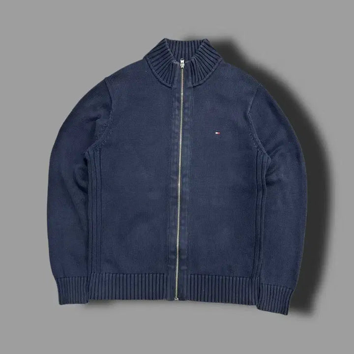 [BUNJANG] Tommy Hilfiger Navy Small Logo Knit Zip-up L / 타미 힐피거 네이비 스몰로고 니트 집업 L