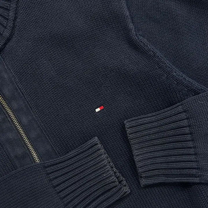 [BUNJANG] Tommy Hilfiger Navy Small Logo Knit Zip-up L / 타미 힐피거 네이비 스몰로고 니트 집업 L