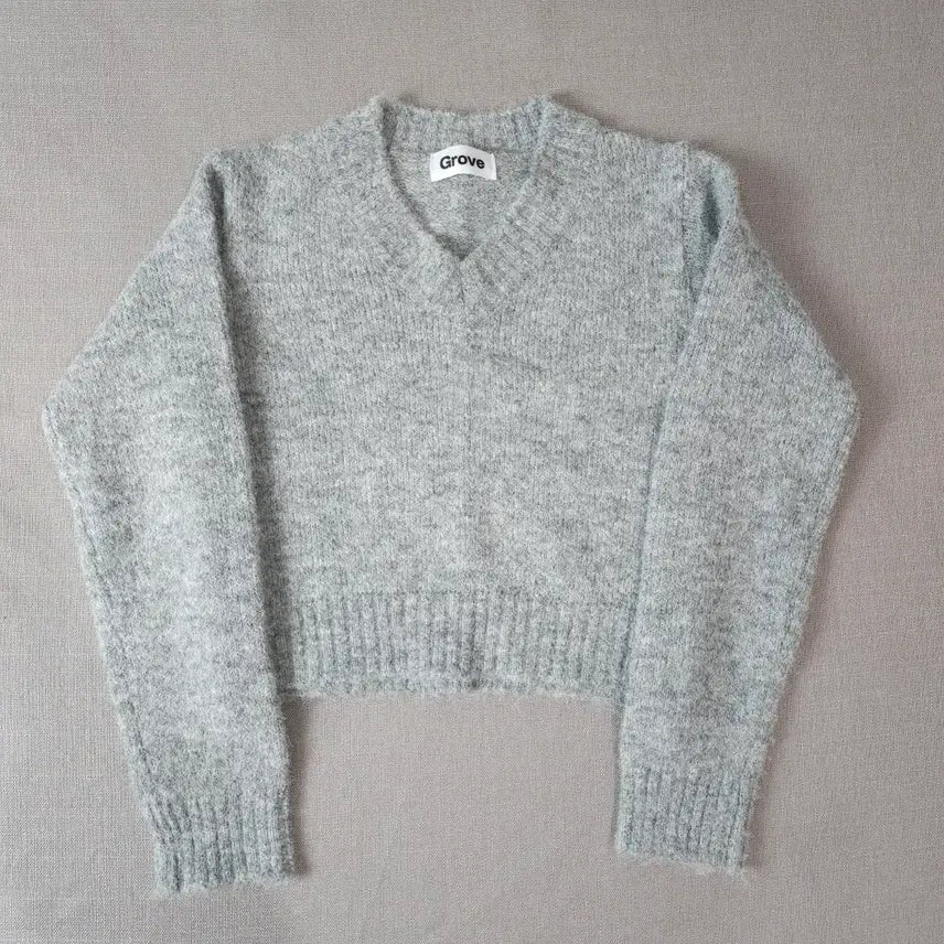 [BUNJANG] Grove Crop Long Sleeve Knit Top / Grove 그로브 크롭 긴팔 니트
