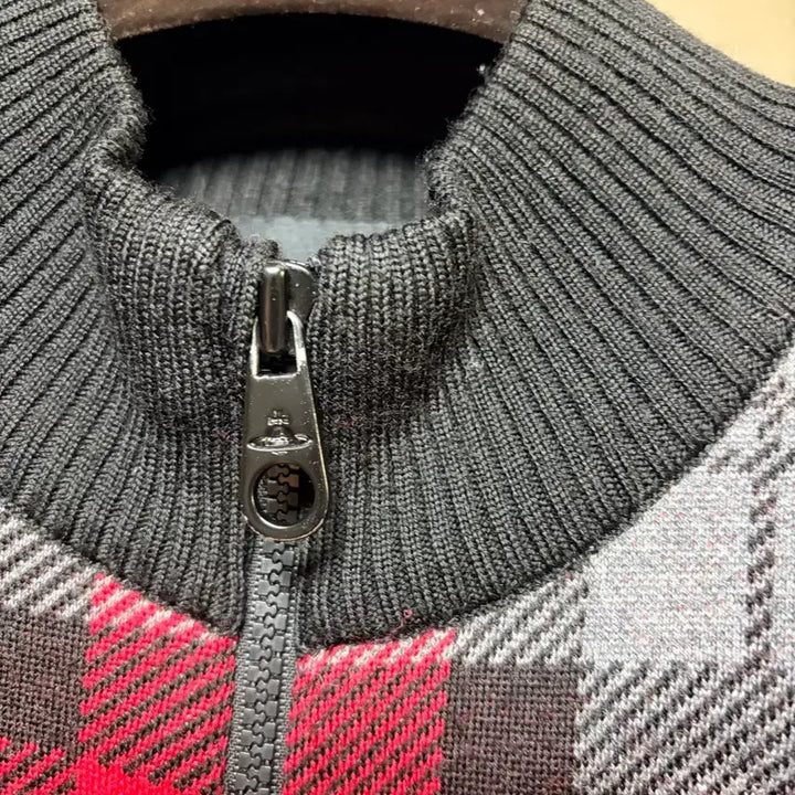 [BUNJANG] Vivienne Westwood Check Pattern Wool Zip-Up Cardigan / 비비안웨스트우드 체크 집업 가디건