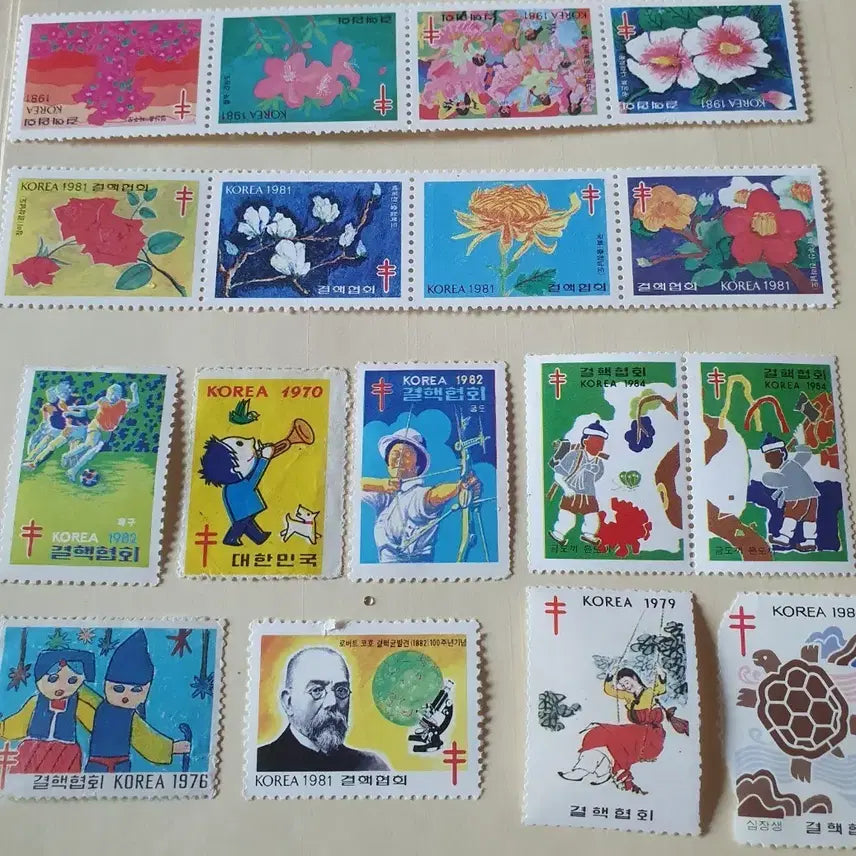 [BUNJANG] Vintage Unused Stamps Bundle - Christmas Seals &amp; Tuberculosis Association Stamps / 크리스마스 씰/우편계기스탬프/옛날 미사용 우표들