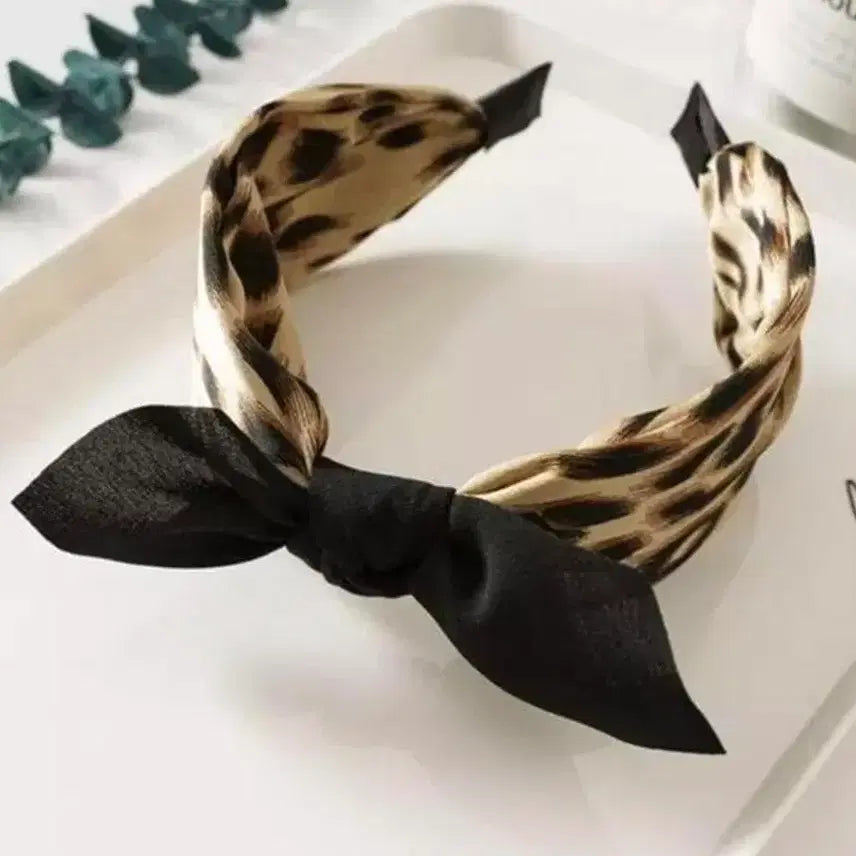 [BUNJANG] Leopard Print Ribbon Hairband / 레오파드 리본 헤어밴드(새상품)