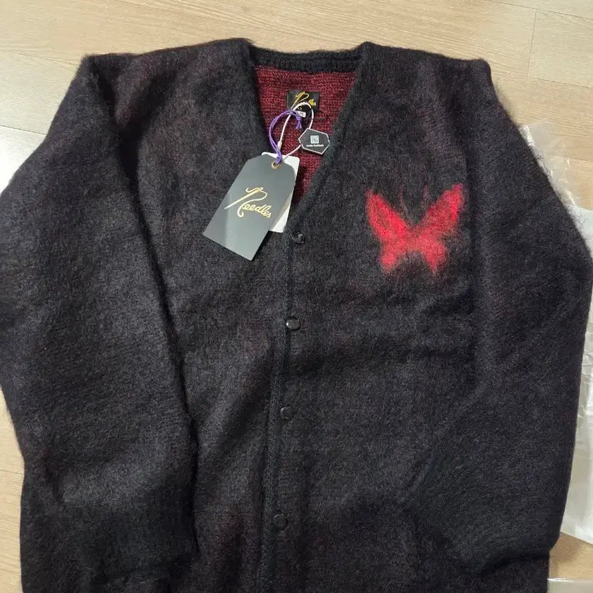 [BUNJANG] Needles x Studious Mohair Papillon Cardigan Black M / 니들스 x 스튜디오스 모헤어 빠삐용 1 가디건 블랙 m사이즈 팔아요