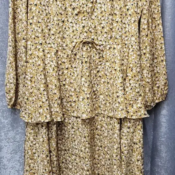 [BUNJANG] Lili &amp; Co. Kankan Long Floral Dress / 리리앤코 캉캉 롱 플라워 원피스 (머스타드/옐로우)