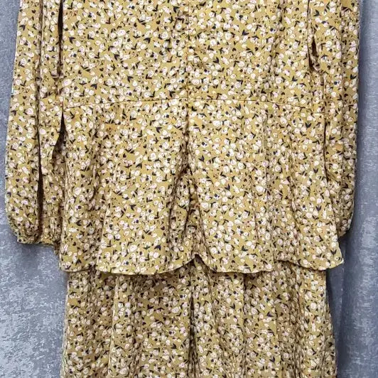 [BUNJANG] Lili &amp; Co. Kankan Long Floral Dress / 리리앤코 캉캉 롱 플라워 원피스 (머스타드/옐로우)