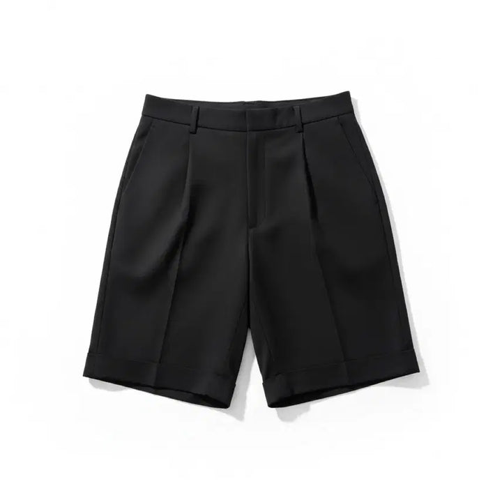[BUNJANG] Solid Black Turn-Up Shorts Slacks 30 / 솔리드 검정색 턴업 반바지 슬랙스 30
