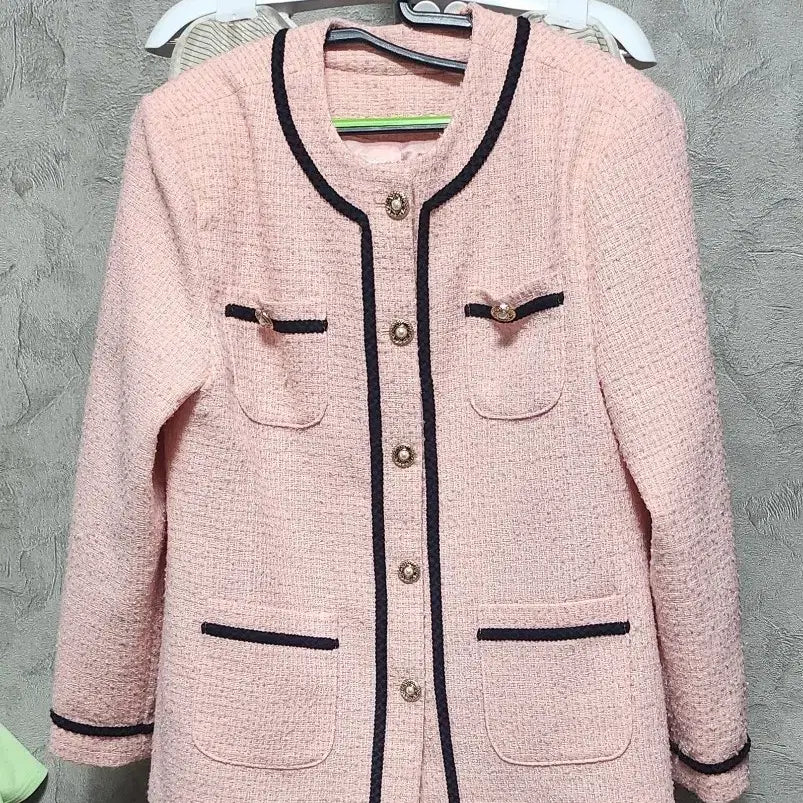 [BUNJANG] Pink Tweed Jacket / slit트위드자켓
