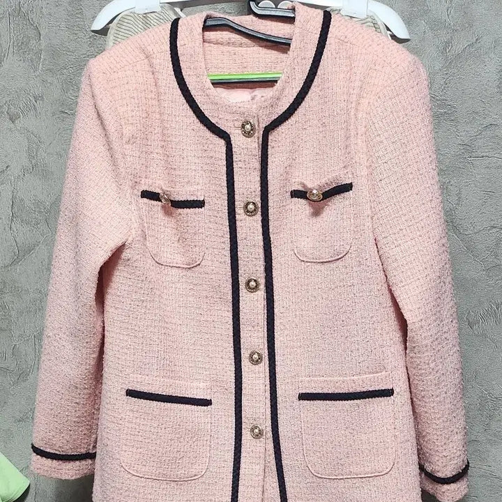 [BUNJANG] Pink Tweed Jacket / slit트위드자켓