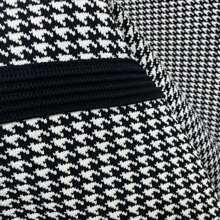 [BUNJANG] Viscose Houndstooth Check Knit Dress / 비스코스 체크 니트원피스 M