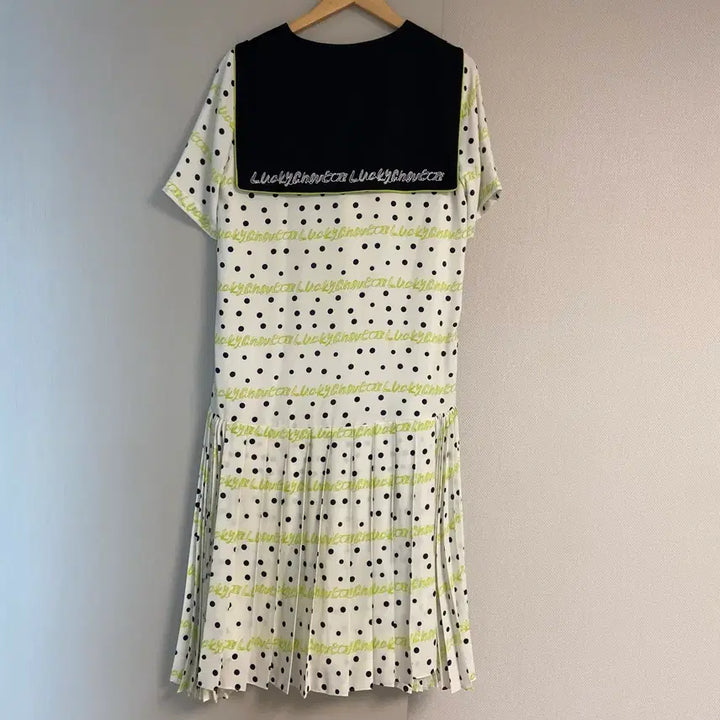 [BUNJANG] Lucky Chouette Sailor Collar Dot Pleated Long Dress / [무료배송] 럭키슈에뜨 세일러 카라 도트 플리츠 롱 원피스