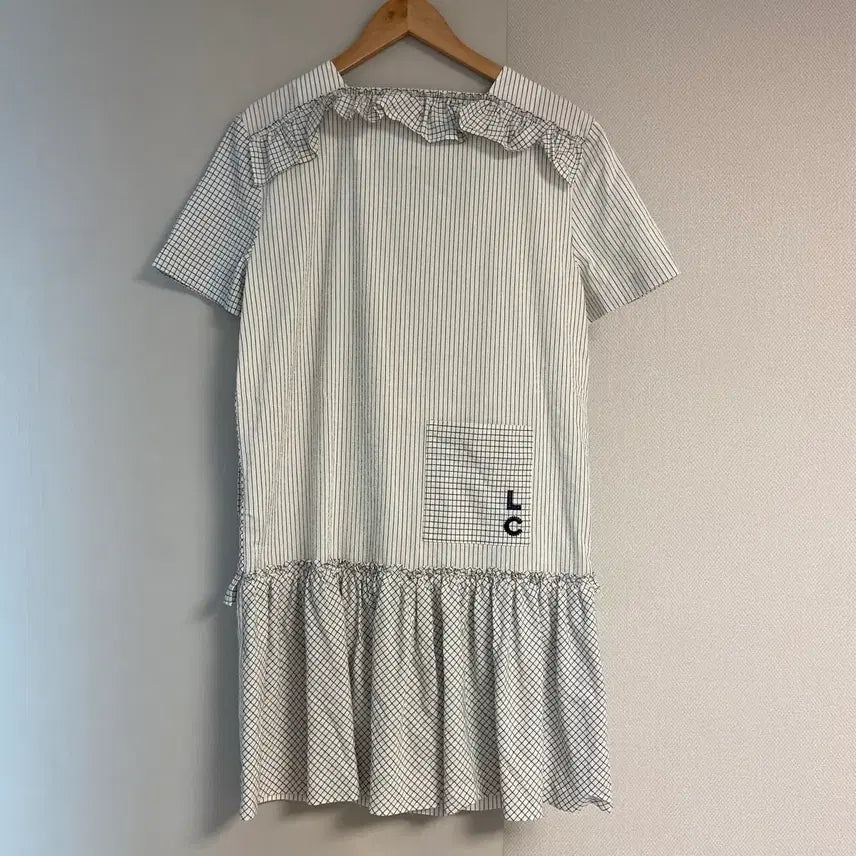 [BUNJANG] Lucky Chouette Ribbon Stripe Frill Dress / [무료배송] 럭키슈에뜨 리본 스트라이프 프릴 원피스