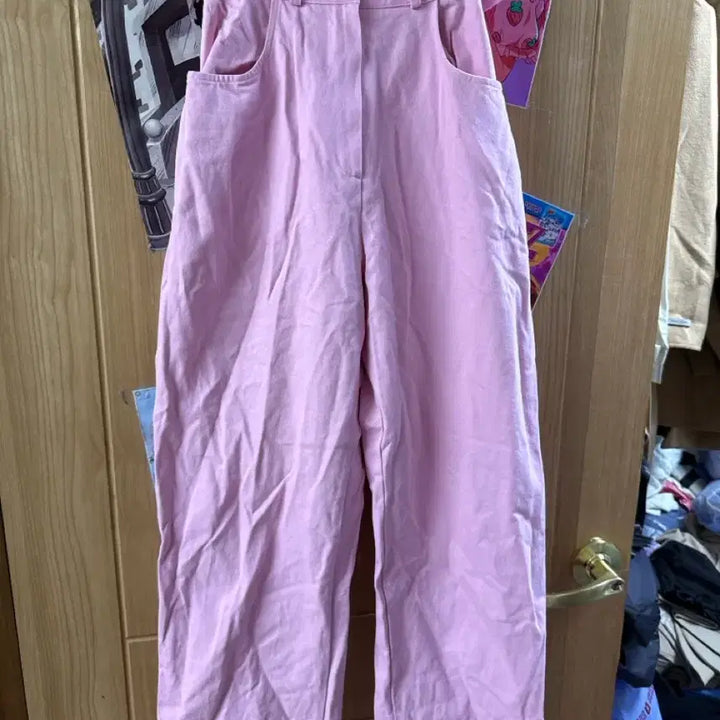 [BUNJANG] Red Pink Back Banding Pants / red 핑크 뒷밴딩 바지