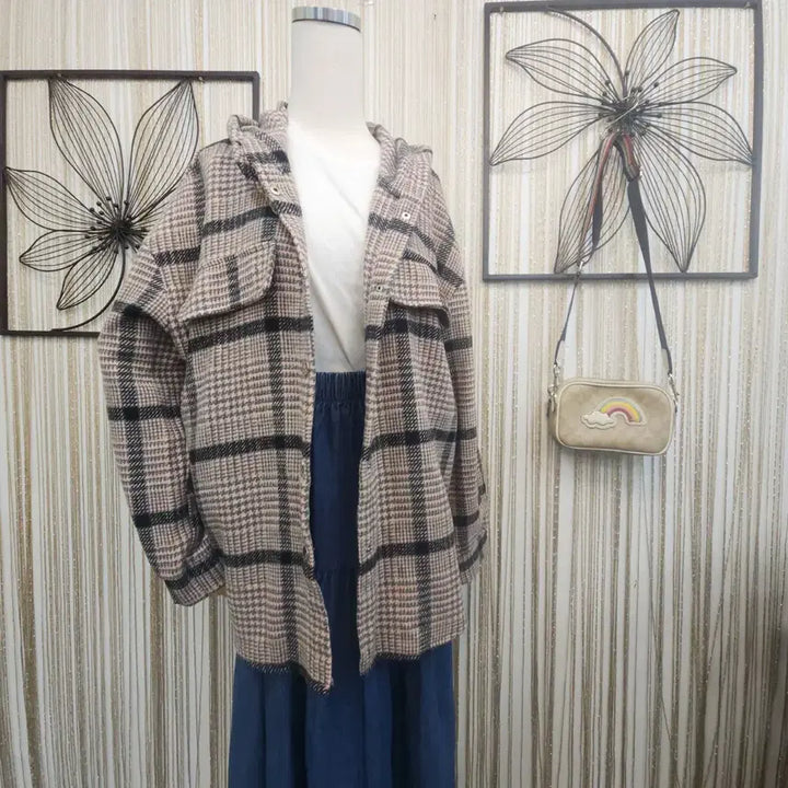 [BUNJANG] ALTBENY Hooded Checkered Shirt / ALTBENY 후드집업남방 똑딱단추형 free
