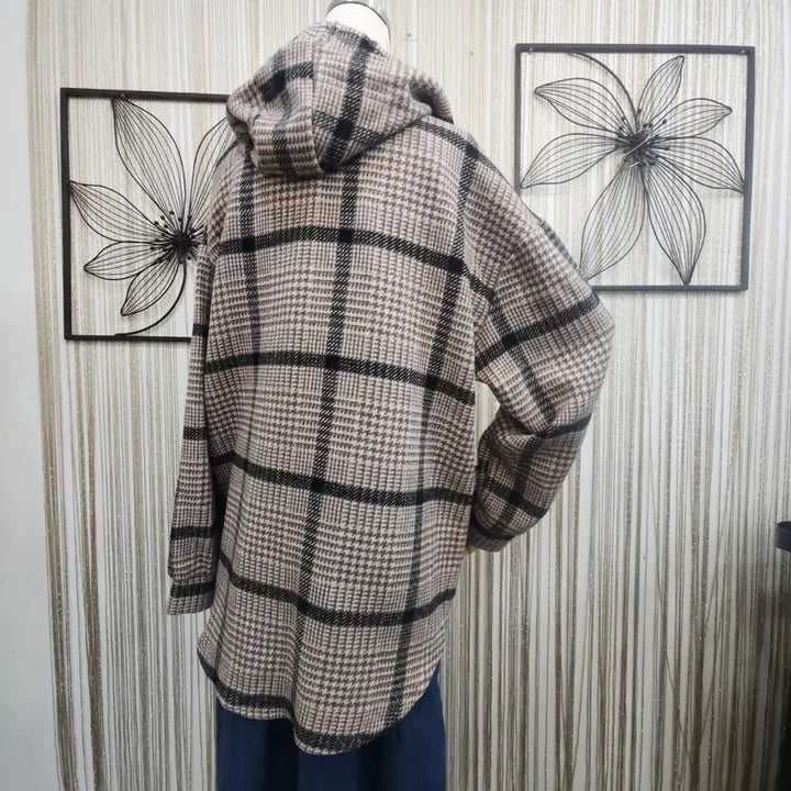 [BUNJANG] ALTBENY Hooded Checkered Shirt / ALTBENY 후드집업남방 똑딱단추형 free