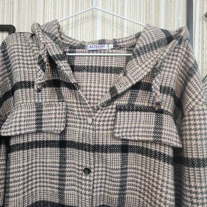 [BUNJANG] ALTBENY Hooded Checkered Shirt / ALTBENY 후드집업남방 똑딱단추형 free
