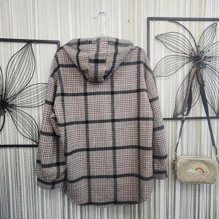 [BUNJANG] ALTBENY Hooded Checkered Shirt / ALTBENY 후드집업남방 똑딱단추형 free