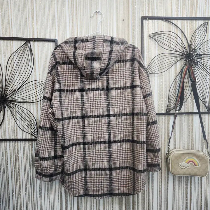 [BUNJANG] ALTBENY Hooded Checkered Shirt / ALTBENY 후드집업남방 똑딱단추형 free