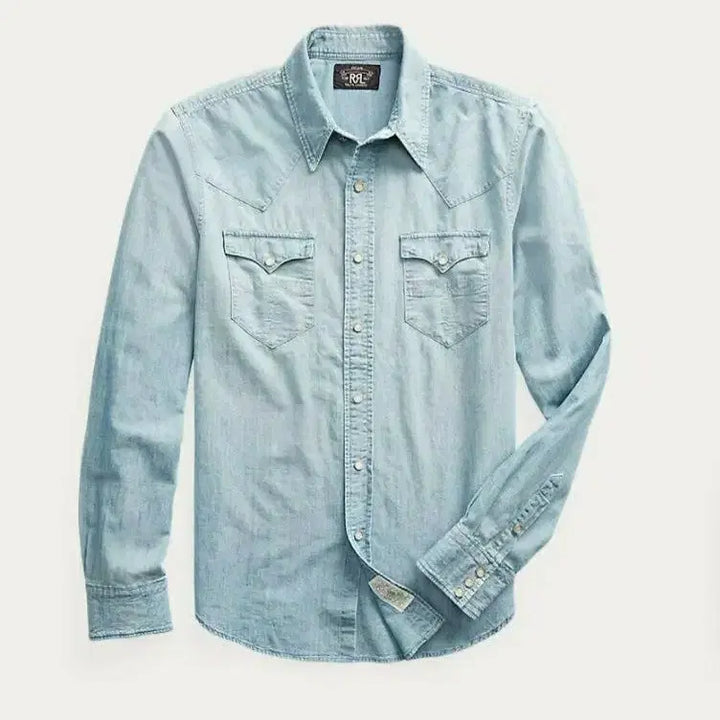 [BUNJANG] RRL Slim Fit Chambray Western Shirt L / 더블알엘 rrl 슬림핏 샴브레이 웨스턴 셔츠 L