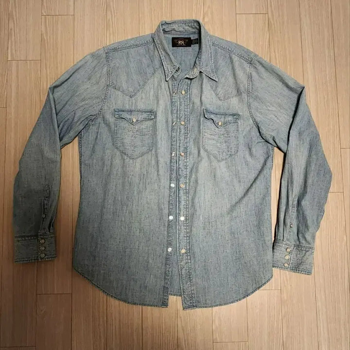 [BUNJANG] RRL Slim Fit Chambray Western Shirt L / 더블알엘 rrl 슬림핏 샴브레이 웨스턴 셔츠 L