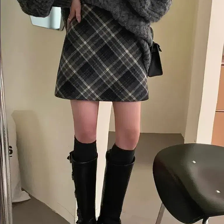 [BUNJANG] Checkered Pleated Mini Skirt / 체크 플리츠 미니스커트