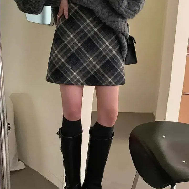 [BUNJANG] Checkered Pleated Mini Skirt / 체크 플리츠 미니스커트